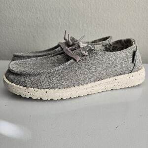 Hey Dude Wendy L Linen Iron Sneakers Women Size‎ 7 Gray Floral Lightweight Shoes